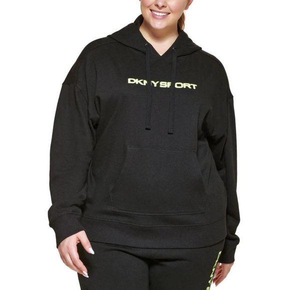 NWT DKNY SPORT PLUS FRENCH TERRY LOGO HOODIE - 1X - Picture 1 of 5